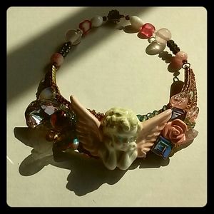 Wendy Gell Vintage Necklace with Porcelain Cherub